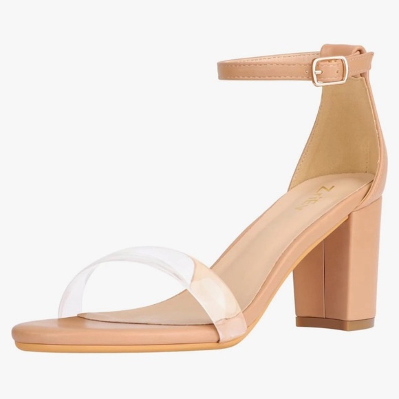 Nude heel, clear toe strap 3” heels - Picture 3 of 5